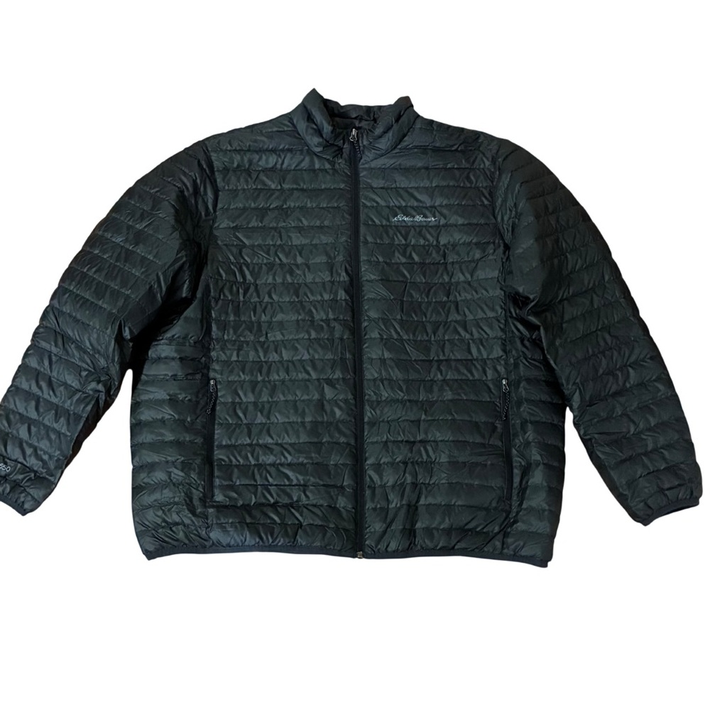 Eddie Bauer 650 Fill Jacket SZ XXL Black Ultralight Easy To Pack Down Insulation